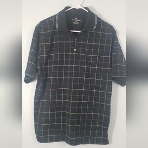 Grand Slam Polo Golf Tee. Size Medium. Black with Blue and Yellow Accents.